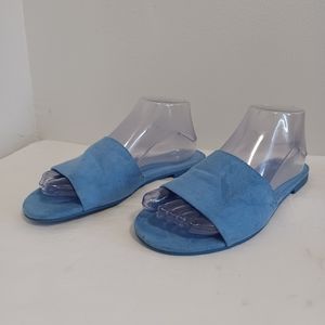 J Crew Micro suede single strap sandals blue size 8 women's